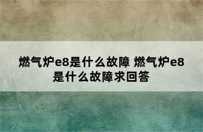 燃气炉e8是什么故障 燃气炉e8是什么故障求回答